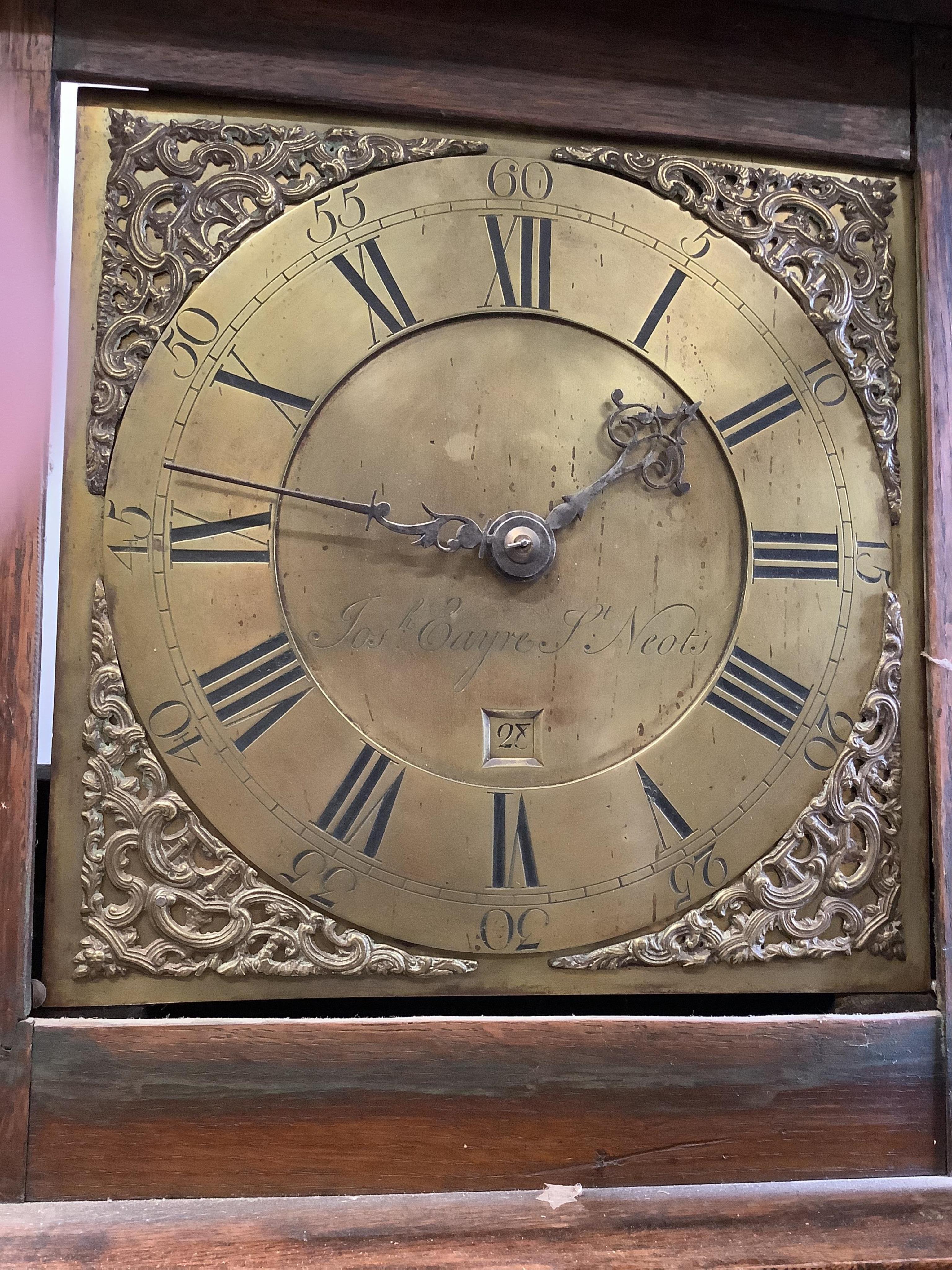 An early 19th century oak thirty hour longcase clock marked Joseph Eayre, St Neot’s, height 199cm. Condition - fair